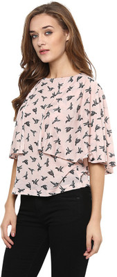 Miss Chase Casual 3/4 Sleeve Printed Women Pink Top