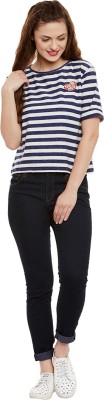 Miss Chase Casual Regular Sleeve Striped Women White, Blue Top