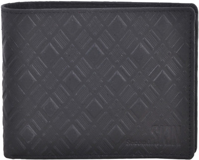 Second Skin Men Black Genuine Leather Wallet(10 Card Slots)