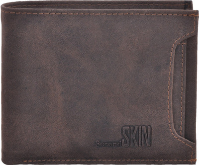 

Second Skin Men Grey Genuine Leather Wallet(10 Card Slots)