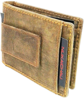

NUKAICHAU Men Brown Genuine Leather Money Clip(8 Card Slots)