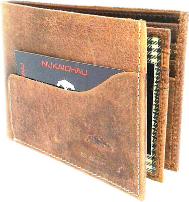 

NUKAICHAU Men Brown Genuine Leather Wallet(10 Card Slots)