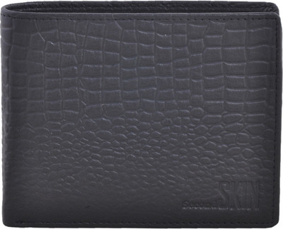

Second Skin Men Black Genuine Leather Wallet(10 Card Slots)