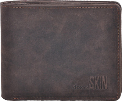 

Second Skin Men Grey Genuine Leather Wallet(10 Card Slots)