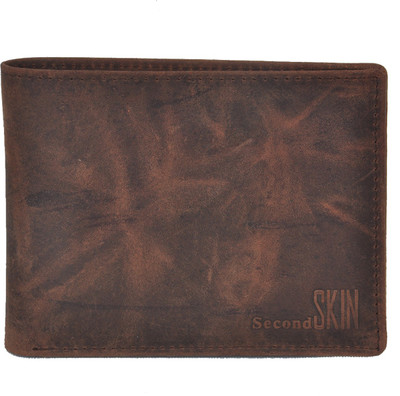 

Second Skin Men Brown Genuine Leather Wallet(10 Card Slots)