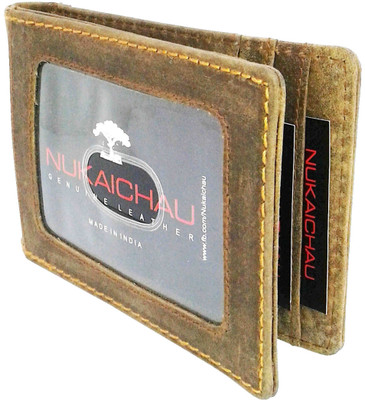 

NUKAICHAU Men Brown Genuine Leather Money Clip(6 Card Slots)