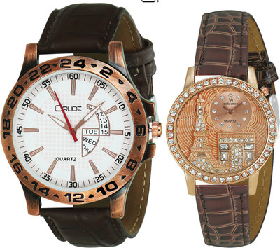 

Crude rg623 diva collection all brown case croco lather pattern strap watch Watch - For Couple