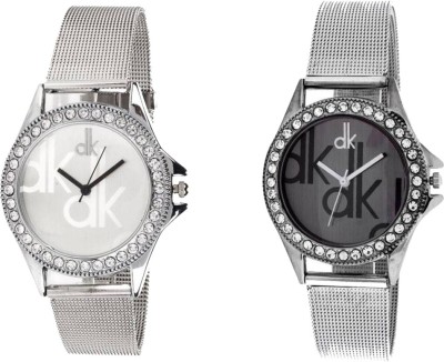 CM DK Stylish BLACK AND WHITE Dial Stainless Steel Strap Analog Watch  - For Girls   Watches  (CM)