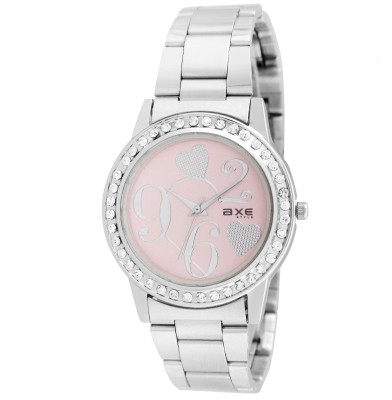 AXE Style X2230SM06 Stainless Steel Strap Heart Printed Pink Dial Watch  - For Women   Watches  (AXE Style)
