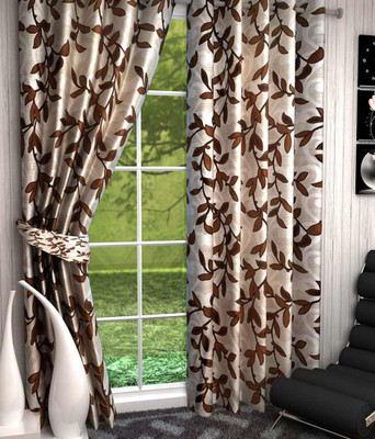

Kanhaa 275 cm (9 ft) Polyester Long Door Curtain (Pack Of 2)(Floral, Brown)