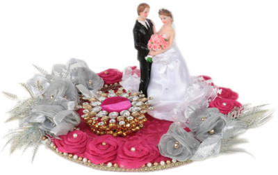 

loopsnknots Wooden, Polyresin Decorative Platter(Pink)