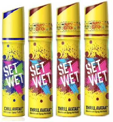 

Set Wet 1 Chill Avatar And 3 Thrill Avatar set of 4 Deodorant Spray - For Men(150 ml, Pack of 4)