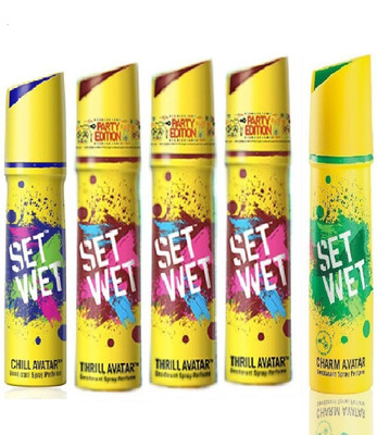 

Set Wet 1 Chill Avatar And 3 Thrill Avatar 1 Charm Avatar Set of 5 Deodorant Spray - For Men(150 ml, Pack of 5)