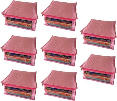 

Addyz Plain Pack of 8 Pisces Plain Large Satin Saree Salwar Suit Kamiz Cover Storage Bag(Pink)