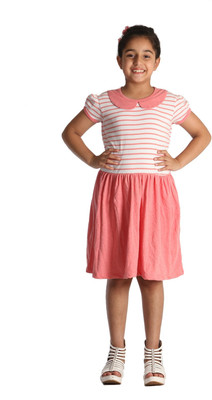 

Paul & doll Girls Midi/Knee Length Casual Dress(Pink, Cap Sleeve