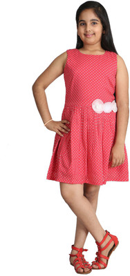 

Paul & doll Girls Midi/Knee Length Casual Dress(Red, Sleeveless