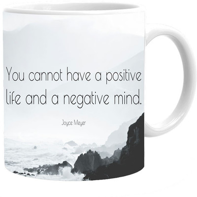 

Maison N Mode Have A Positive Coffee Ceramic Mug(330 ml), Multicolor