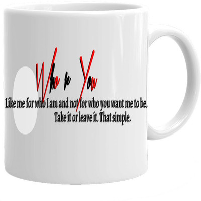 

Maison N Mode Who R You Coffee Ceramic Mug(330 ml), Multicolor