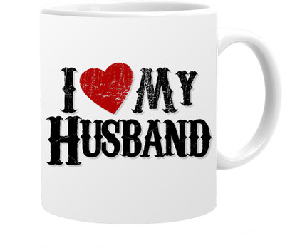 

Maison N Mode I Love My Husband Coffee Ceramic Mug(330 ml), Multicolor