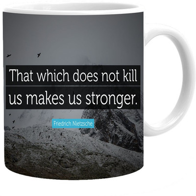 

Maison N Mode That Which Does Not Kill Coffee Ceramic Mug(330 ml), Multicolor