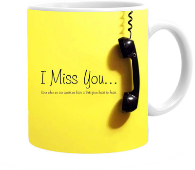 

Maison N Mode I Miss You Yelo Coffee Ceramic Mug(330 ml), Multicolor