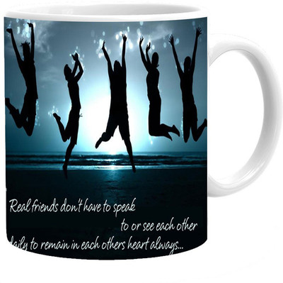 

Maison N Mode Real Friendship Coffee Ceramic Mug(330 ml), Multicolor