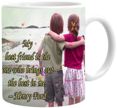 

Maison N Mode My Best Friend Coffee Ceramic Mug(330 ml), Multicolor