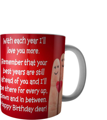 PrintVisa Designer for Birthday Gift Ceramic Mug(300 ml), Red