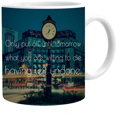

Maison N Mode Left Undone Coffee Ceramic Mug(330 ml), Multicolor