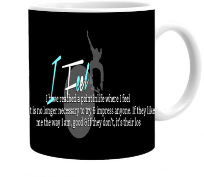 

Maison N Mode I Feel Coffee Ceramic Mug(330 ml), Multicolor