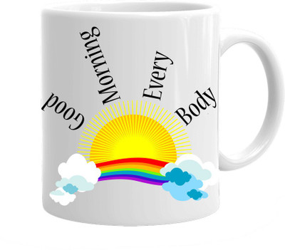 

Maison N Mode Gud Morng Evry Body Coffee Ceramic Mug(330 ml), Multicolor