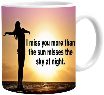 

Maison N Mode I Miss You More Coffee Ceramic Mug(330 ml), Multicolor