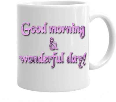 

Maison N Mode Gm & Wonderful Day Coffee Ceramic Mug(330 ml), Multicolor