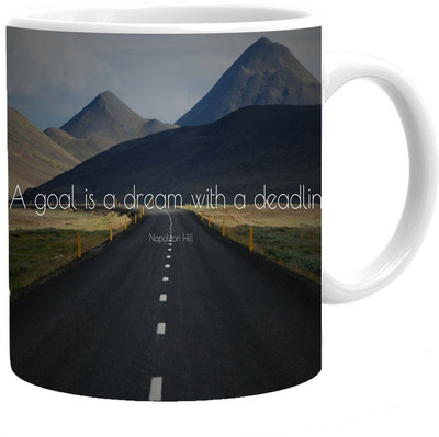 

Maison N Mode A Goal Is A Dream Coffee Ceramic Mug(330 ml), Multicolor