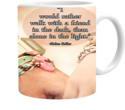 

Maison N Mode Walk With Friend Coffee Ceramic Mug(330 ml), Multicolor