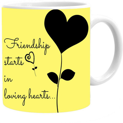 

Maison N Mode Friendship Start Coffee Ceramic Mug(330 ml), Multicolor