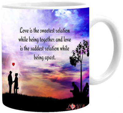 

Maison N Mode Love Is Relation Coffee Ceramic Mug(330 ml), Multicolor