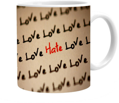 

Maison N Mode Love Hate Coffee Ceramic Mug(330 ml), Multicolor
