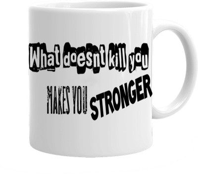 

Maison N Mode Make You Stronger Coffee Ceramic Mug(330 ml), Multicolor