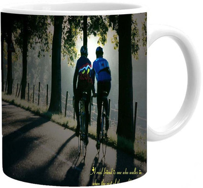 

Maison N Mode A Real Friend Coffee Ceramic Mug(330 ml), Multicolor