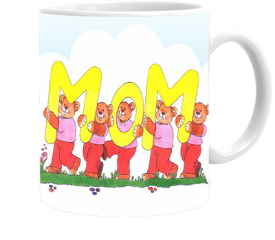 Maison N Mode Cartoon Mom Coffee Ceramic Mug(330 ml), Multicolor