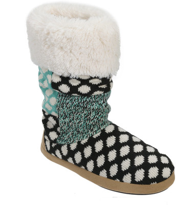 

Dearfoams Tall Patchwork Boot with Memory Foam Boots For Women(Black