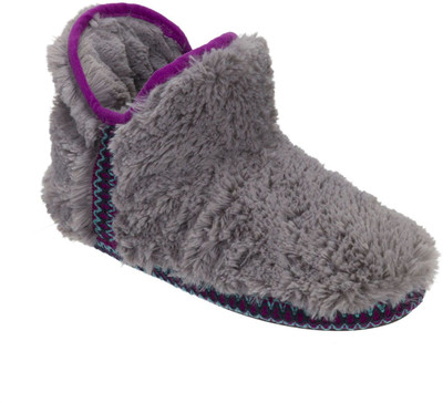 

Dearfoams Pile Bootie with Fairisle Trim and Memory Foam Boots For Women(Grey