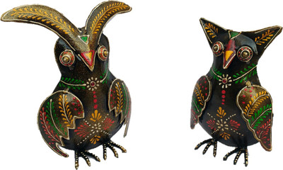 

Sancheti Art HandCrafted Set of 2 devil owl Decorative Showpiece - 16 cm(Iron, Gold)