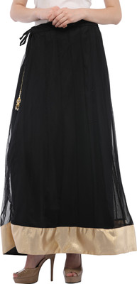 Skyline Trading Solid Women Tiered Black Skirt