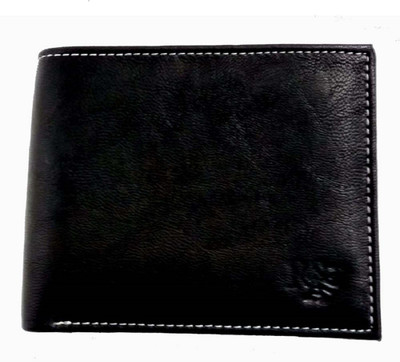 

R and A Men Black Genuine Leather Wallet(6 Card Slots), White
