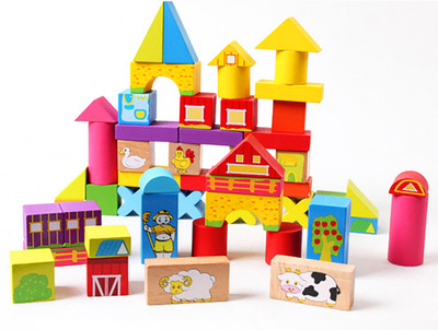 Jack Royal Happy Farm Building Wooden Blocks(Multicolor)
