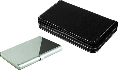 

ZBLACK New Stylish Quality Stainless Steel Luxury Visiting & Soft Black LeatherBusiness Purpose Visa Visiting 6 Card Holder(Set of 2, Multicolor)