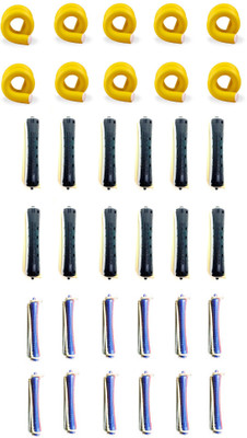 

Out Of Box 10 Pieces Medium Size Self Holding Flexible Rods And 12 Big 12 Small Perming Rollers tools Hair Curler(Multicolor)