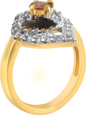 

Fasherati Glittering Leaf In Wine Alloy Crystal Ring, Blue
